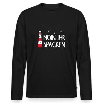 Leuchtturm Moin ihr Spacken - Männer Premium Bio Langarmshirt - Schwarz - Vorne - Nico (187cm)
