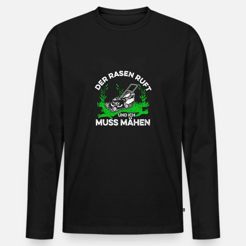 Rasen mähen Rasenmäher Gärtner - Männer Premium Bio Langarmshirt - Schwarz