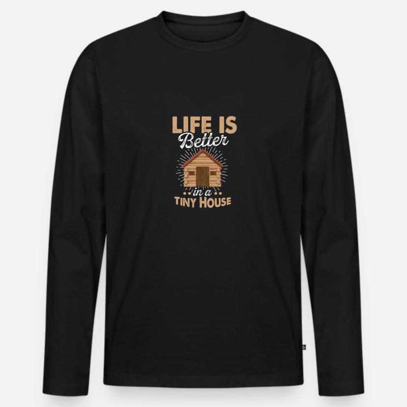 Tiny House - Männer Premium Bio Langarmshirt - Schwarz