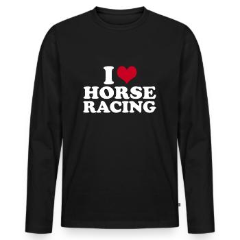 J’adore les courses de chevaux - T-shirt manches longues Premium bio Homme - noir - Devant - Nico (187cm)