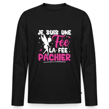 Je suis une fée la fée pachier - T-shirt manches longues Premium bio Homme - noir - Devant - Nico (187cm)
