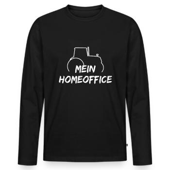 Der Traktor ist mein Homeoffice - Männer Premium Bio Langarmshirt - Schwarz - Vorne - Nico (187cm)