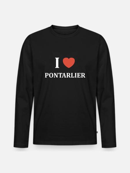 i love Pontarlier - T-shirt manches longues Premium bio Homme - noir