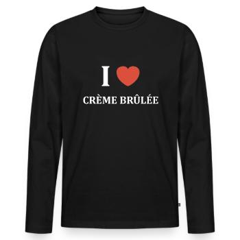 i love Crème brûlée - T-shirt manches longues Premium bio Homme - noir - Devant - Nico (187cm)