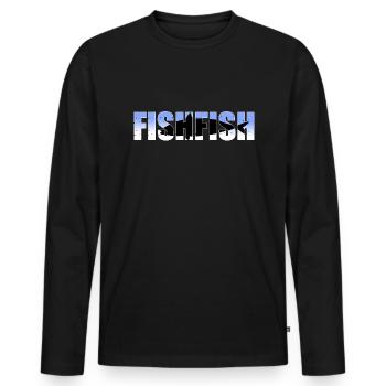 Fisch - Männer Premium Bio Langarmshirt - Schwarz - Vorne - Nico (187cm)