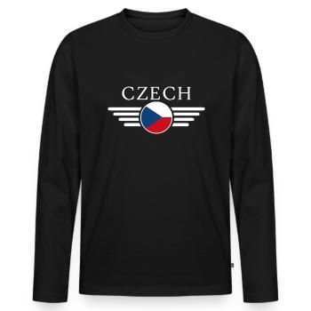 République tchèque T-shirt - T-shirt manches longues Premium bio Homme - noir - Devant - Nico (187cm)