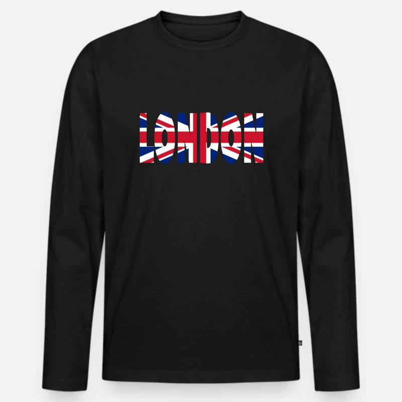 London - Männer Premium Bio Langarmshirt - Schwarz