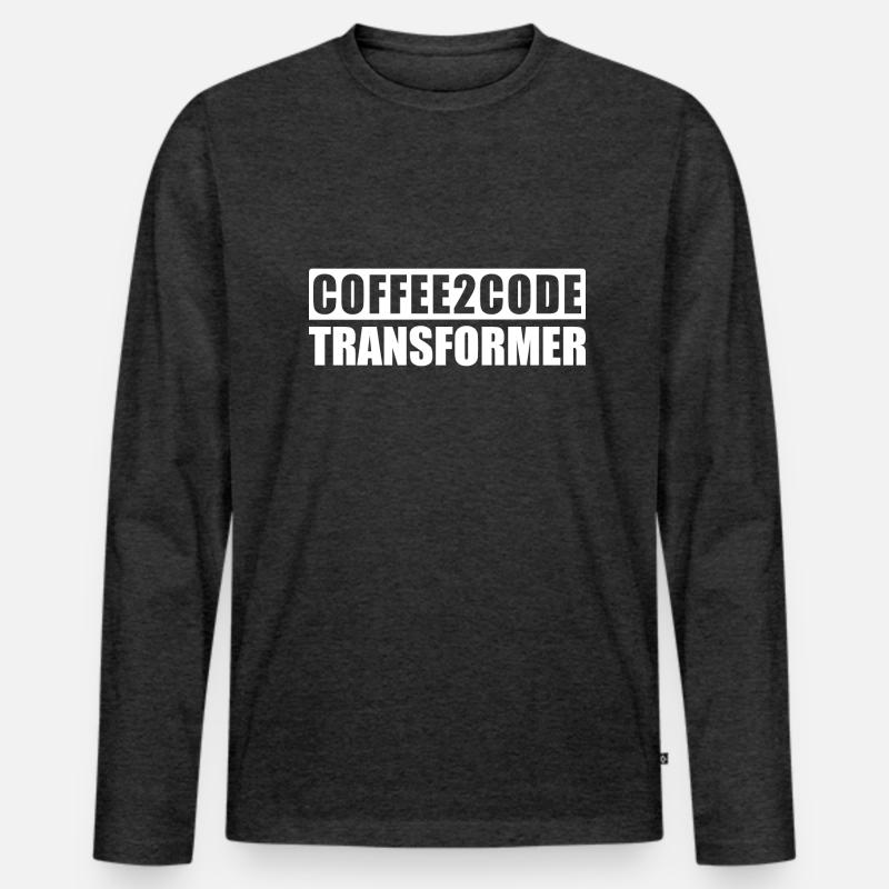 Kaffee 2 Code Transformer Programmierer IT Shirt Männer Premium Bio Langarmshirt