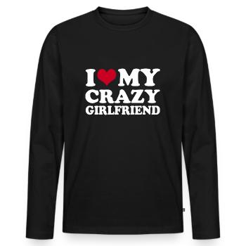 I Love My Crazy Girlfriend - Men's Premium Organic Long Sleeve Shirt - black - Front - Nico (187cm)