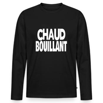 chaud bouillant - T-shirt manches longues Premium bio Homme - noir - Devant - Nico (187cm)