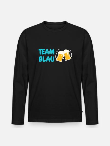Team Blau - Männer Premium Bio Langarmshirt - Schwarz