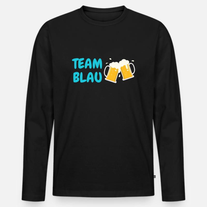 Team Blau - Männer Premium Bio Langarmshirt - Schwarz