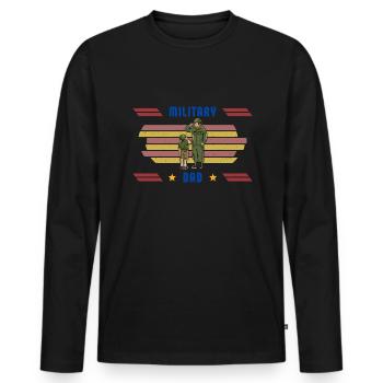 Papa Papa Fête des pères Soldat militaire - T-shirt manches longues Premium bio Homme - noir - Devant - Nico (187cm)