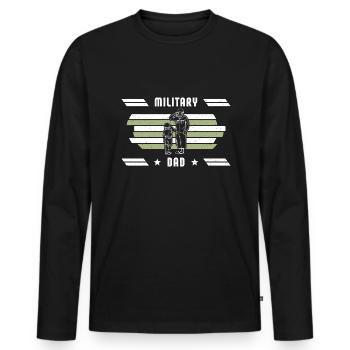 Papa Papa Fête des pères Soldat militaire - T-shirt manches longues Premium bio Homme - noir - Devant - Nico (187cm)