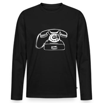 Old phone - Men's Premium Organic Long Sleeve Shirt - black - Front - Nico (187cm)