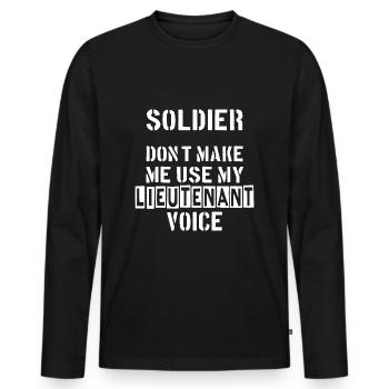 Lieutenant. Soldat. Kamerad. Militär. - Männer Premium Bio Langarmshirt - Schwarz - Vorne - Nico (187cm)