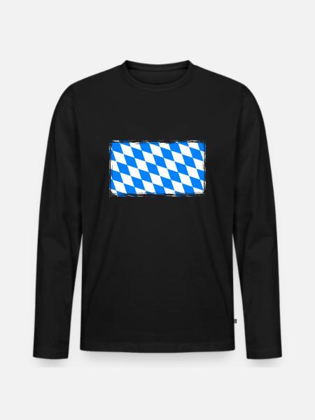 Bayern Flagge Used Look Vintage Heimat - Männer Premium Bio Langarmshirt - Schwarz