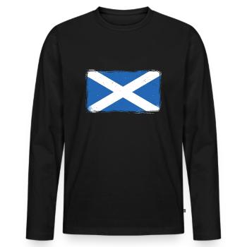 Scotland Flag Vintage Holiday Alba Distressed GB - Men's Premium Organic Long Sleeve Shirt - black - Front - Nico (187cm)