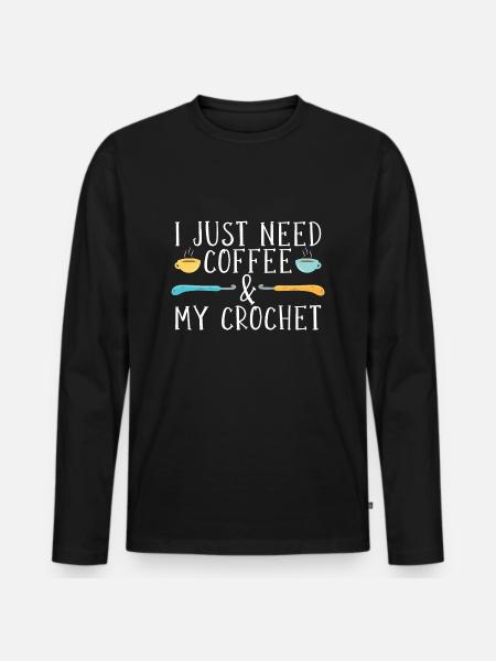 Coffee & Crochet - Men's Premium Organic Long Sleeve Shirt - black
