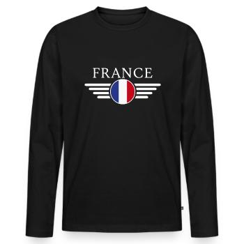 France Style Design T-Shirt - Men's Premium Organic Long Sleeve Shirt - black - Front - Nico (187cm)