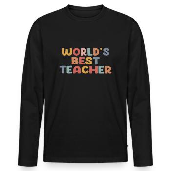 Meilleur professeur du monde - T-shirt manches longues Premium bio Homme - noir - Devant - Nico (187cm)