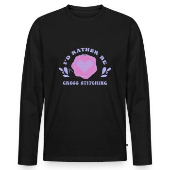 Cross Stitch Cross Stitch Embroidery - Men's Premium Organic Long Sleeve Shirt - black - Front - Nico (187cm)