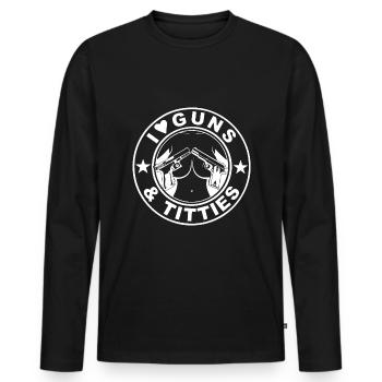 Love Guns Titties Pistol Bullet Thé cadeau - T-shirt manches longues Premium bio Homme - noir - Devant - Nico (187cm)