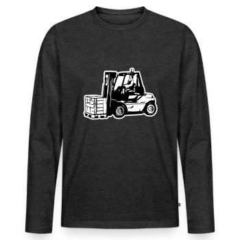 Gabelstapler / Forklift - Männer Premium Bio Langarmshirt - Anthrazit meliert - Vorne - Nico (187cm)