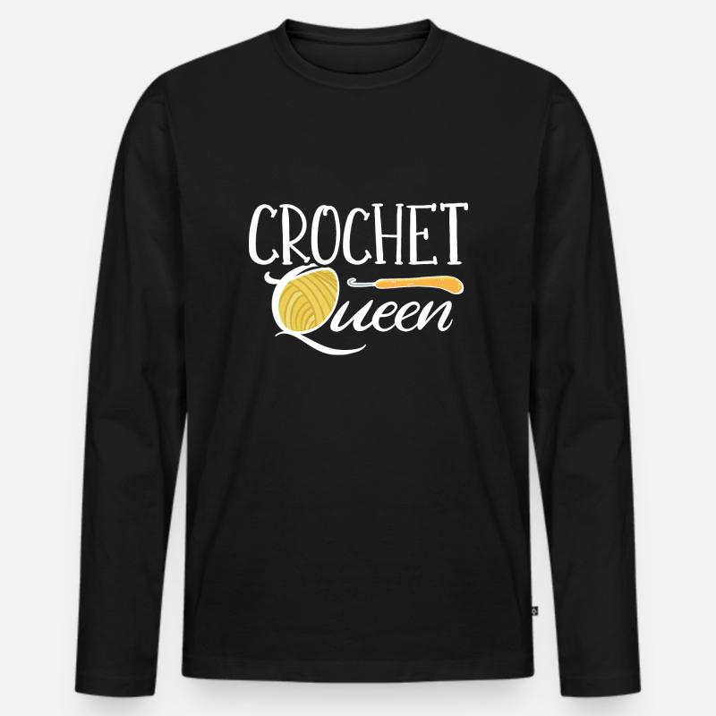 Häkeln - Männer Premium Bio Langarmshirt - Schwarz
