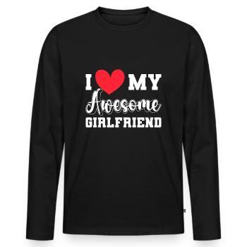 Paare Liebe Herz Freund Geschenkidee Beziehung - Männer Premium Bio Langarmshirt - Schwarz - Vorne - Nico (187cm)