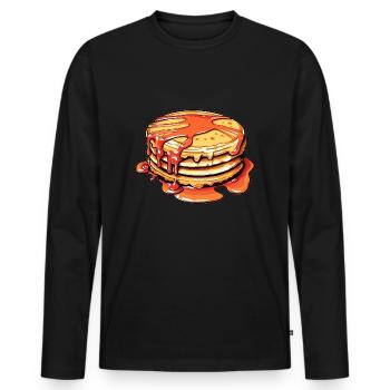 Crêpes sucrées au sirop - T-shirt manches longues Premium bio Homme - noir - Devant - Nico (187cm)