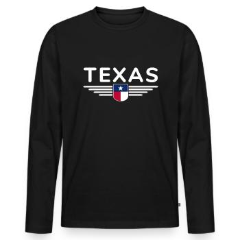 Texas Fan T-Shirt – Lone Star Style - Men's Premium Organic Long Sleeve Shirt - black - Front - Nico (187cm)