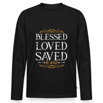 bénédictions bible amour - T-shirt manches longues Premium bio Homme - noir - Devant - Nico (187cm)