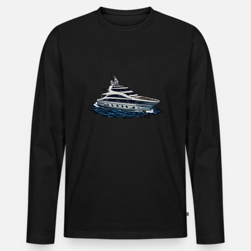 Yacht Schiff - Männer Premium Bio Langarmshirt - Schwarz