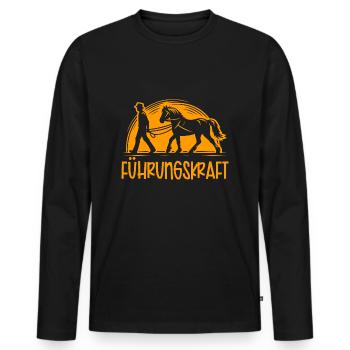 Führungskraft Pferd Reiten Geschenkidee Lustig - Männer Premium Bio Langarmshirt - Schwarz - Vorne - Nico (187cm)