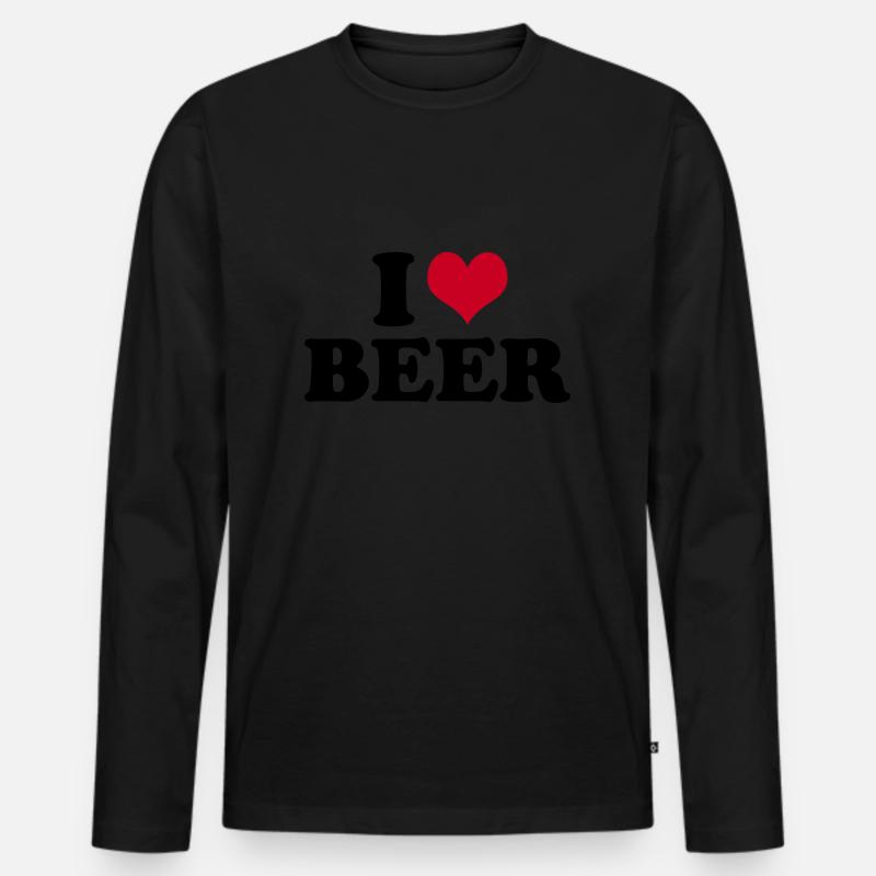 I Love Beer Bier - Männer Premium Bio Langarmshirt - Schwarz