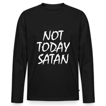 Not today satan - T-shirt manches longues Premium bio Homme - noir - Devant - Nico (187cm)