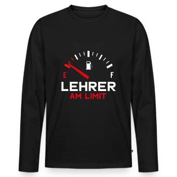 LEHRER AM LIMIT - Männer Premium Bio Langarmshirt - Schwarz - Vorne - Nico (187cm)