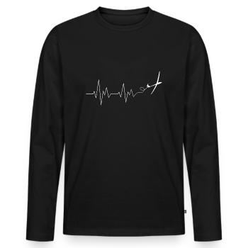 Segelflieger Herzschlag Segelflugzeug Pilot Flug - Männer Premium Bio Langarmshirt - Schwarz - Vorne - Nico (187cm)