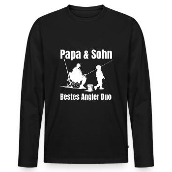 Angler Papa Sohn Fischer Angelpartner Angeln - Männer Premium Bio Langarmshirt - Schwarz - Vorne - Nico (187cm)