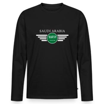 Arabie Saoudite Désert Style Magique Design T-shirt - T-shirt manches longues Premium bio Homme - noir - Devant - Nico (187cm)