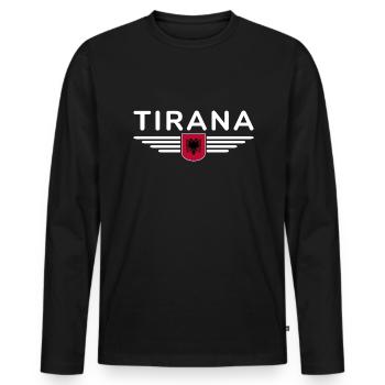 Tirana Design – Heart of Albania - Men's Premium Organic Long Sleeve Shirt - black - Front - Nico (187cm)