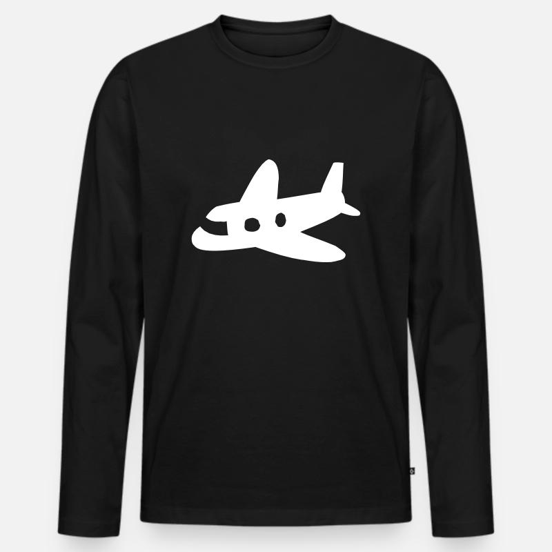 Flugzeug - Männer Premium Bio Langarmshirt - Schwarz