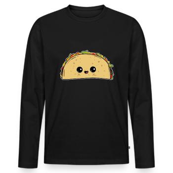 Taco Mexikanisches Essen Mexiko Kawaii Kind Süß - Männer Premium Bio Langarmshirt - Schwarz - Vorne - Nico (187cm)