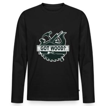 Holzbearbeitung bekam Holz - Männer Premium Bio Langarmshirt - Schwarz - Vorne - Nico (187cm)