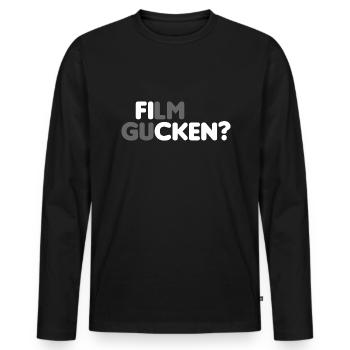 Film gucken? [white] - Männer Premium Bio Langarmshirt - Schwarz - Vorne - Nico (187cm)