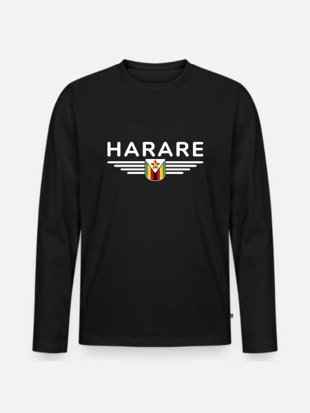 Harare T-Shirt for Zimbabwe Fans - Men's Premium Organic Long Sleeve Shirt - black