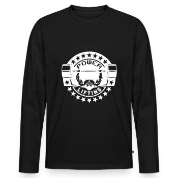 Powerlifting Bodybuilding Weightlifting Tee - Männer Premium Bio Langarmshirt - Schwarz - Vorne - Nico (187cm)