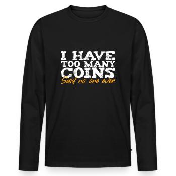 Les collectionneurs de pièces collectent des pièces - T-shirt manches longues Premium bio Homme - noir - Devant - Nico (187cm)