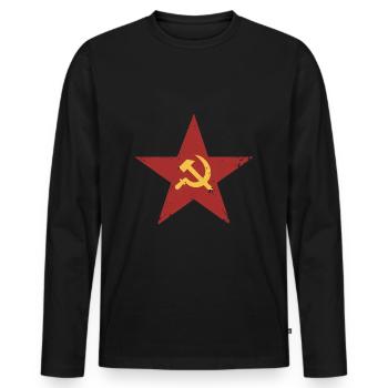 Design rétro soviétique - T-shirt manches longues Premium bio Homme - noir - Devant - Nico (187cm)